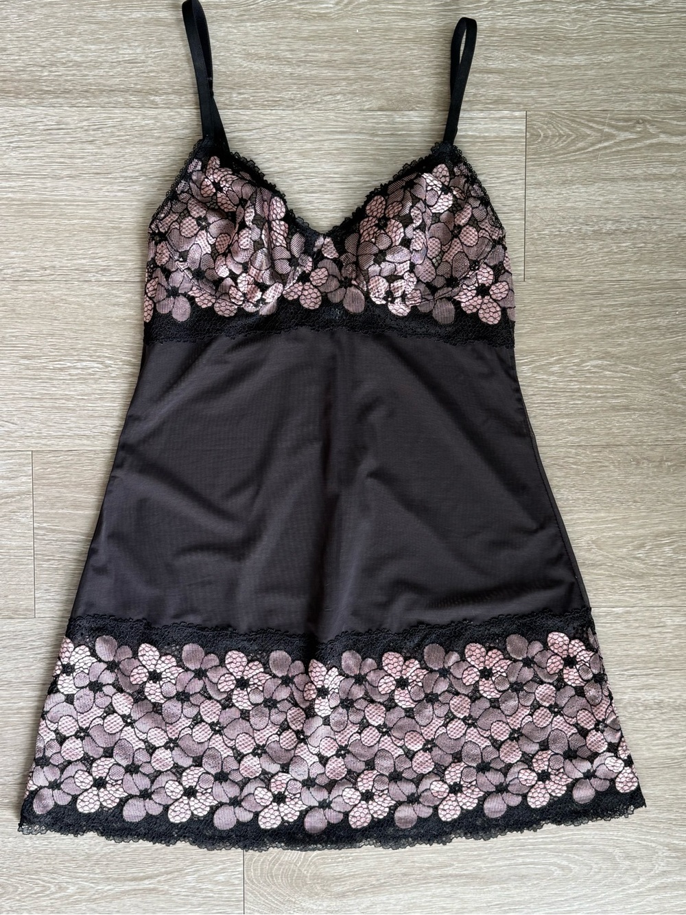 La Perla Chemise with Pink Floral Lace